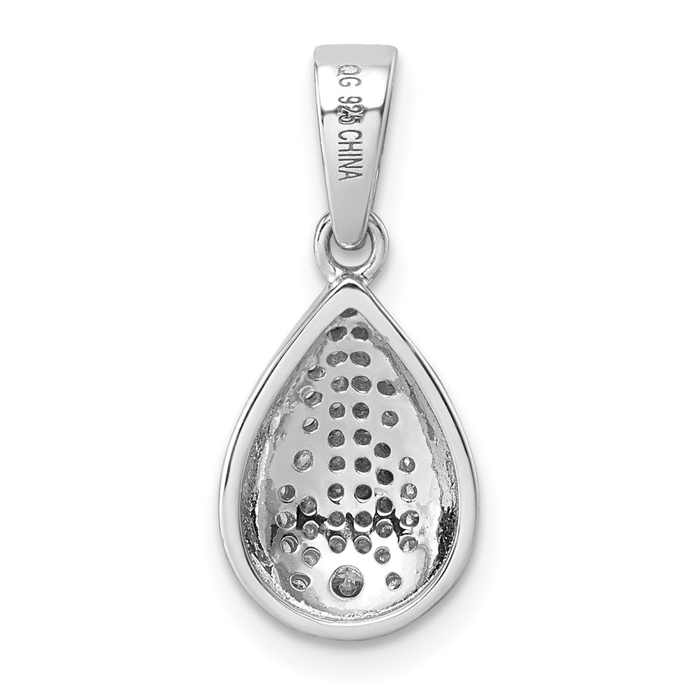 Sterling Silver Rhodium-plated CZ Teardrop Pendant - Product Photo