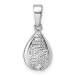 Sterling Silver Rhodium-plated CZ Teardrop Pendant - Product Photo