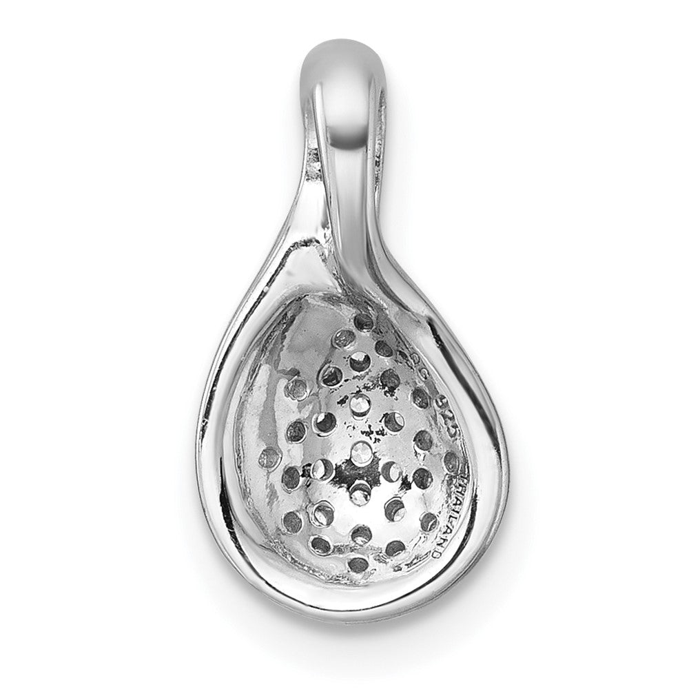 SS Rhodium-plated Polished Fancy CZ Chain Slide Pendant - Product Photo