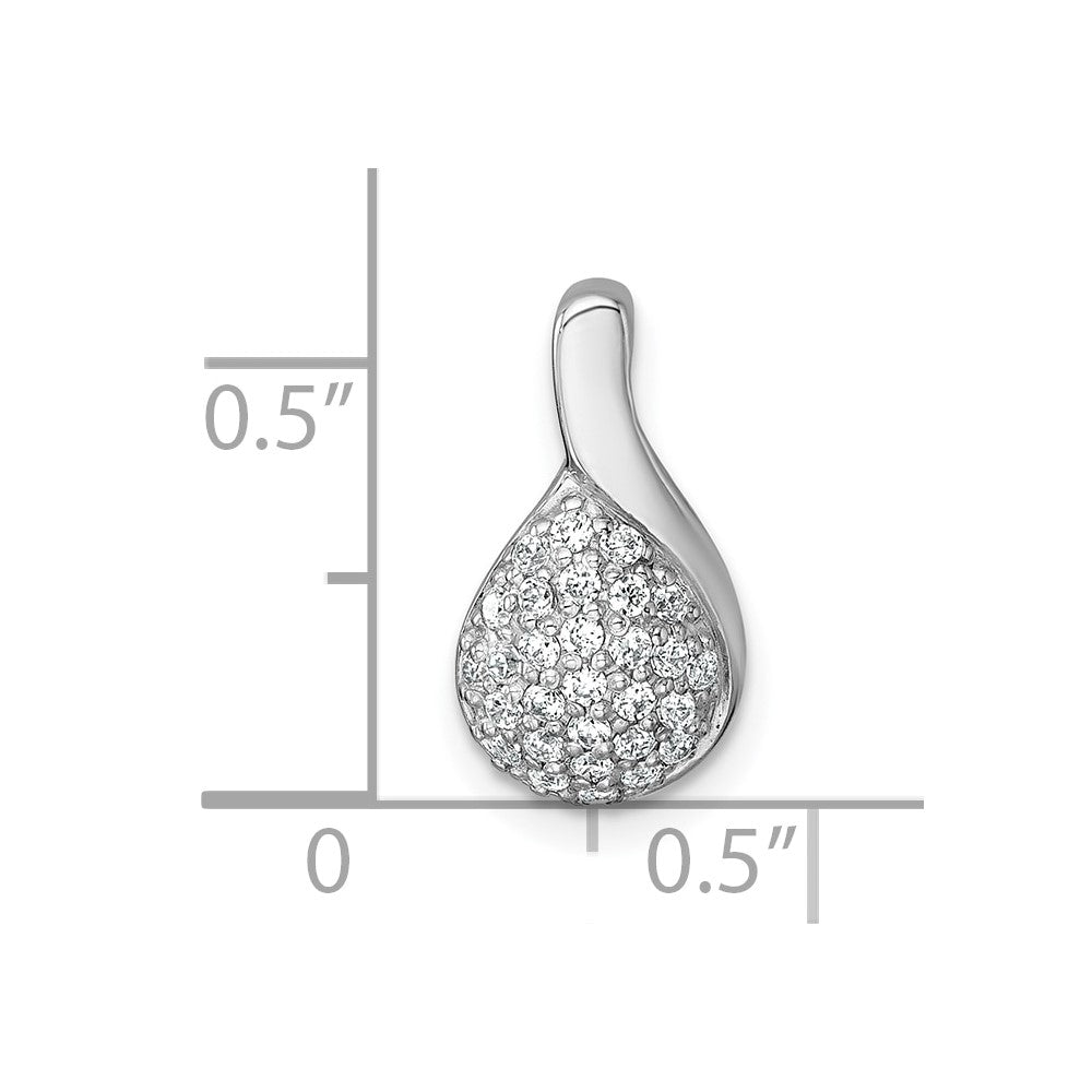 SS Rhodium-plated Polished Fancy CZ Chain Slide Pendant - Product Photo