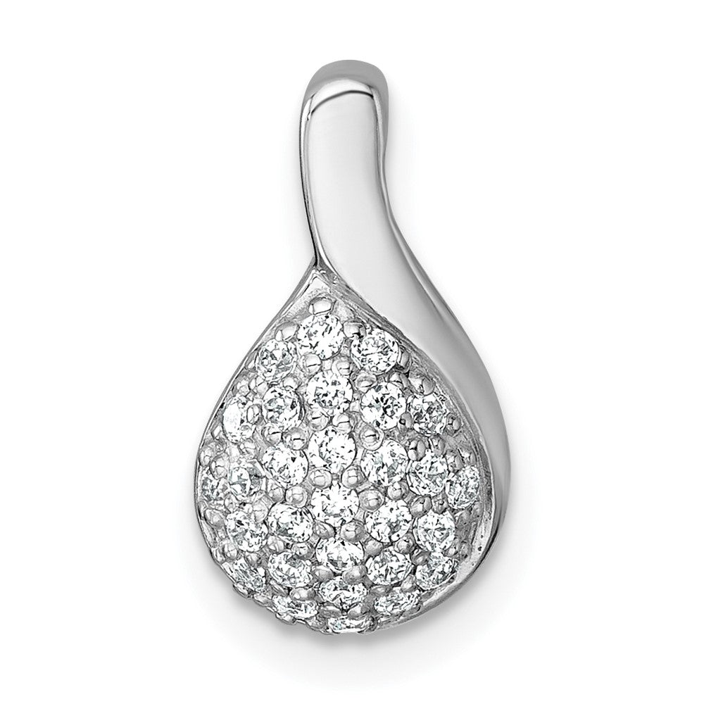 SS Rhodium-plated Polished Fancy CZ Chain Slide Pendant - Product Photo