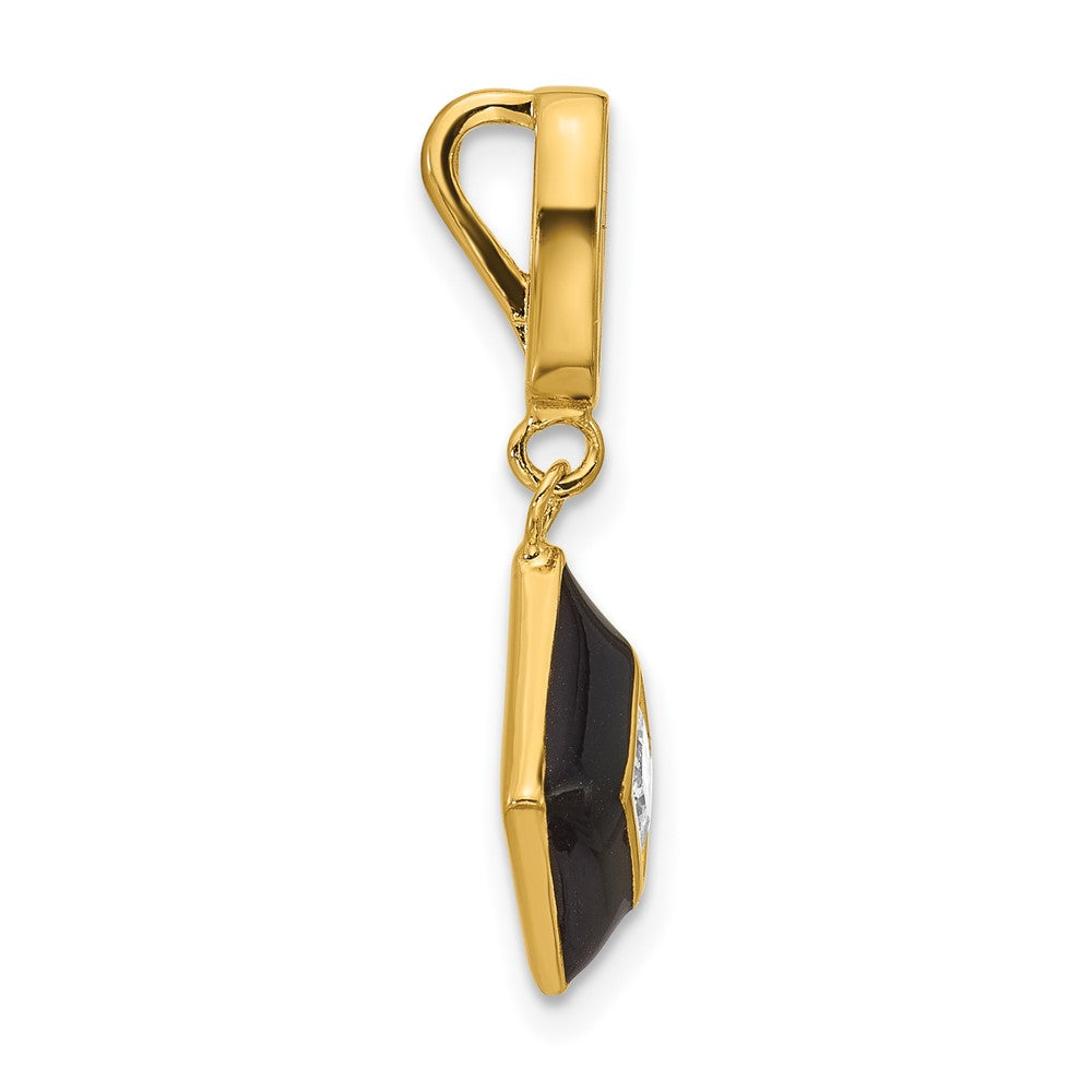 Sterling Silver Gold-plated CZ Enamel Pendant - Product Photo