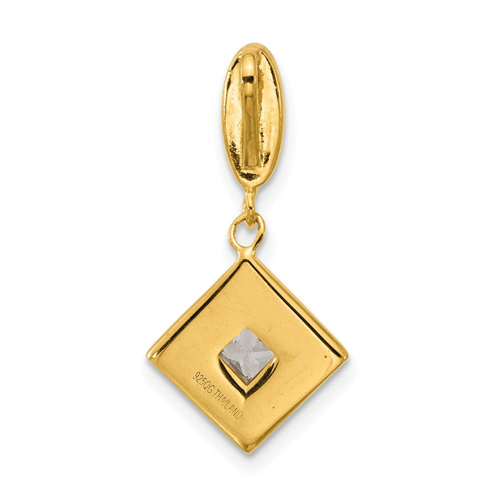 Sterling Silver Gold-plated CZ Enamel Pendant - Product Photo