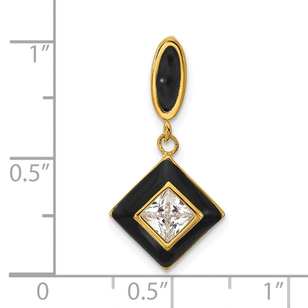 Sterling Silver Gold-plated CZ Enamel Pendant - Product Photo