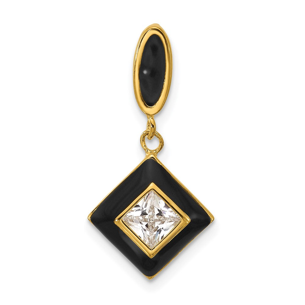 Sterling Silver Gold-plated CZ Enamel Pendant - Product Photo