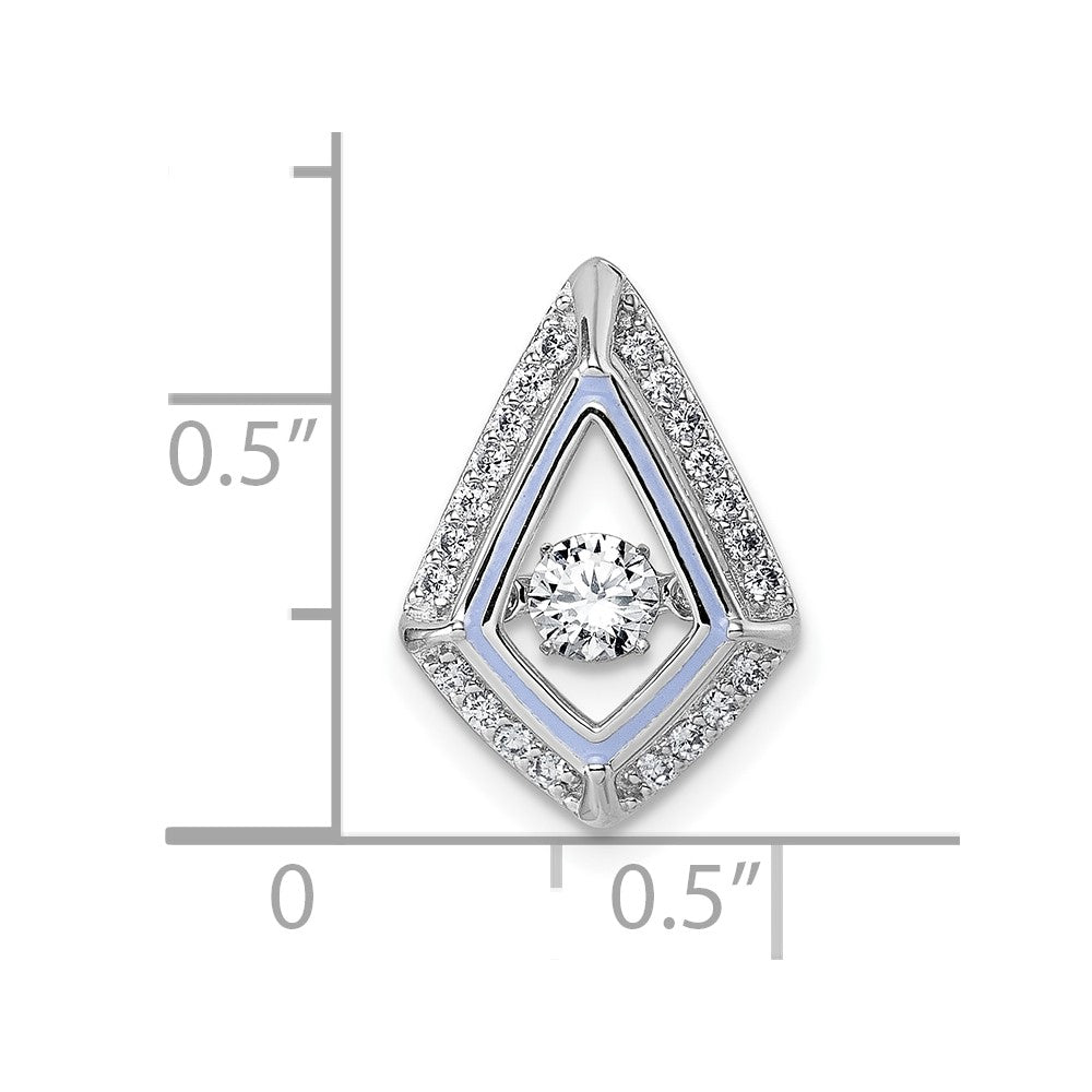 Sterling Silver Rhod-plated Vibrant CZ Purple Enamel Chain Slide Pendant - Product Photo