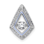 Sterling Silver Rhod-plated Vibrant CZ Purple Enamel Chain Slide Pendant - Product Photo