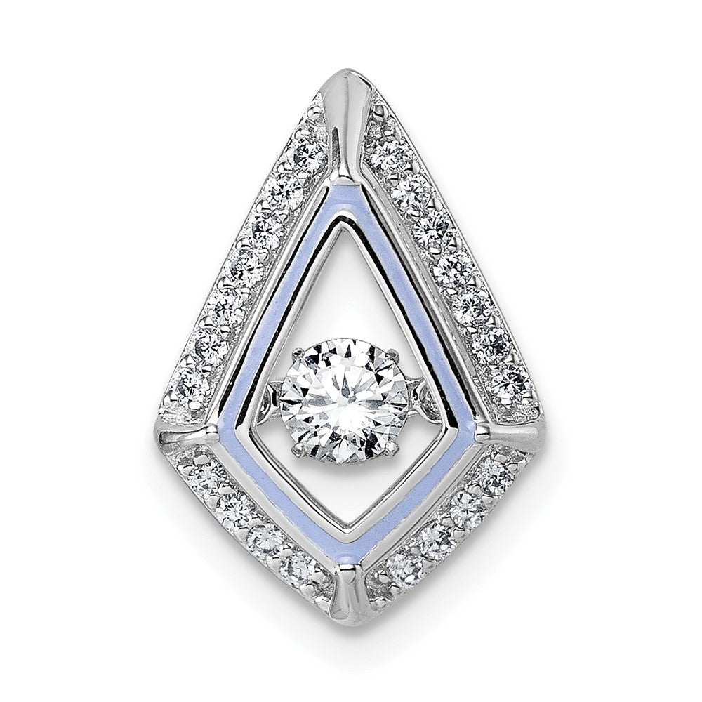 Sterling Silver Rhod-plated Vibrant CZ Purple Enamel Chain Slide Pendant - Product Photo