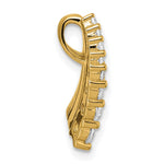 Sterling Silver Gold-tone Black Enamel CZ Chain Slide Pendant - Product Photo
