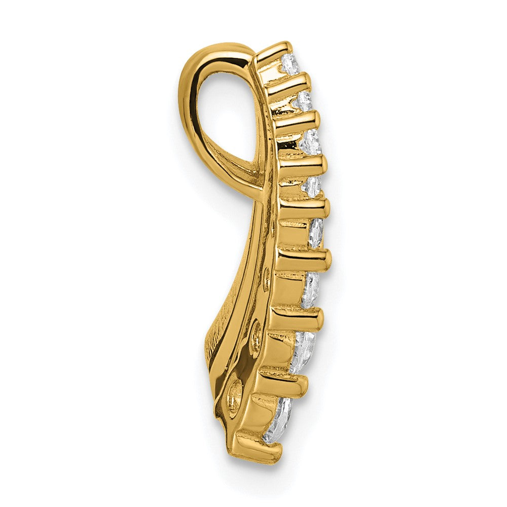 Sterling Silver Gold-tone Black Enamel CZ Chain Slide Pendant - Product Photo