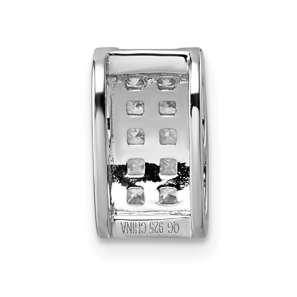 Sterling Silver Rhodium-plated CZ Rectangle Chain Slide Pendant - Product Photo