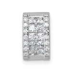 Sterling Silver Rhodium-plated CZ Rectangle Chain Slide Pendant - Product Photo