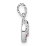 Sterling Silver Rhodium-plated Multi Color CZ Double Circle Pendant - Product Photo