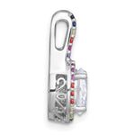 SS RH-plated Polished Multicolor CZ Oval Halo Chain Slide Pendant - Product Photo