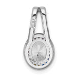 SS RH-plated Polished Multicolor CZ Oval Halo Chain Slide Pendant - Product Photo
