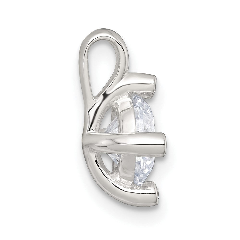 Sterling Silver Polished 4 Prong CZ Chain Slide Pendant - Product Photo