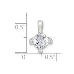 Sterling Silver Polished 4 Prong CZ Chain Slide Pendant - Product Photo