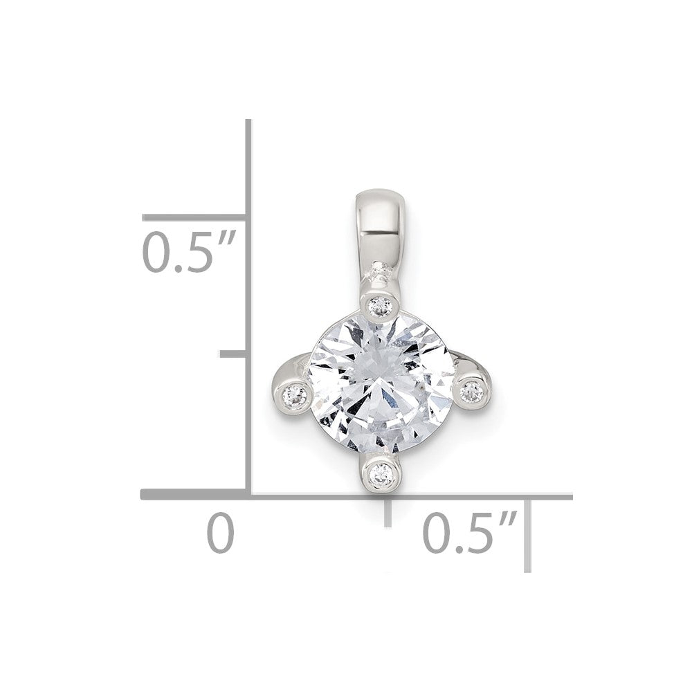 Sterling Silver Polished 4 Prong CZ Chain Slide Pendant - Product Photo