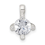 Sterling Silver Polished 4 Prong CZ Chain Slide Pendant - Product Photo