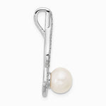 Sterling Silver Rhodium-plated CZ FWC Pearl Swirl Chain Slide Pendant - Product Photo