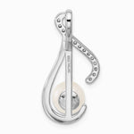 Sterling Silver Rhodium-plated CZ FWC Pearl Swirl Chain Slide Pendant - Product Photo