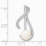 Sterling Silver Rhodium-plated CZ FWC Pearl Swirl Chain Slide Pendant - Product Photo