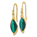 Sterling Silver Gold-Tone Polished Fancy Malachite Dangle Earrings - Product Photo