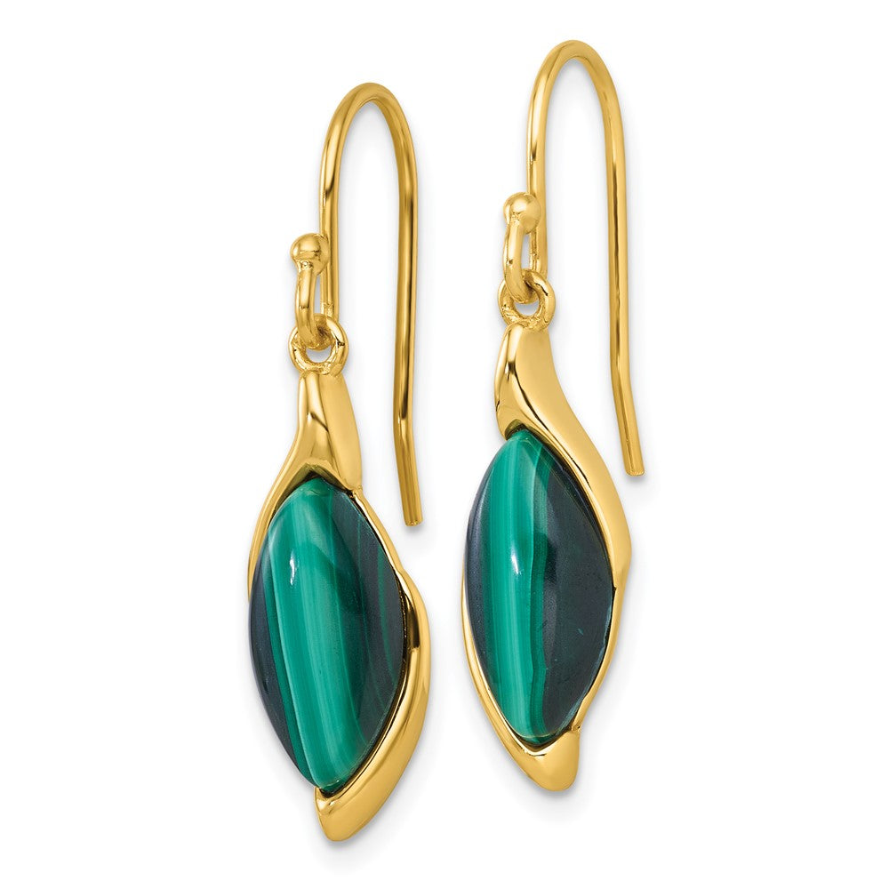 Sterling Silver Gold-Tone Polished Fancy Malachite Dangle Earrings - Product Photo