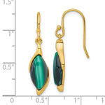Sterling Silver Gold-Tone Polished Fancy Malachite Dangle Earrings - Product Photo