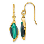 Sterling Silver Gold-Tone Polished Fancy Malachite Dangle Earrings - Product Photo