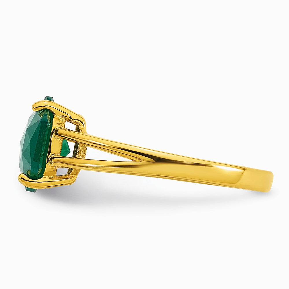 Sterling Silver Gold-tone Green Chalcedony Ring - Product Photo