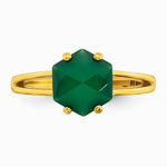 Sterling Silver Gold-tone Green Chalcedony Ring - Product Photo