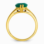Sterling Silver Gold-tone Green Chalcedony Heart Ring - Product Photo