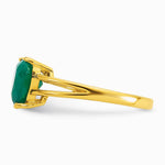 Sterling Silver Gold-tone Green Chalcedony Heart Ring - Product Photo