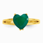 Sterling Silver Gold-tone Green Chalcedony Heart Ring - Product Photo
