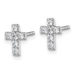 Sterling Silver Rhodium-plated Children's CZ Cross Earrings - Product Photo