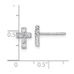 Sterling Silver Rhodium-plated Children's CZ Cross Earrings - Product Photo
