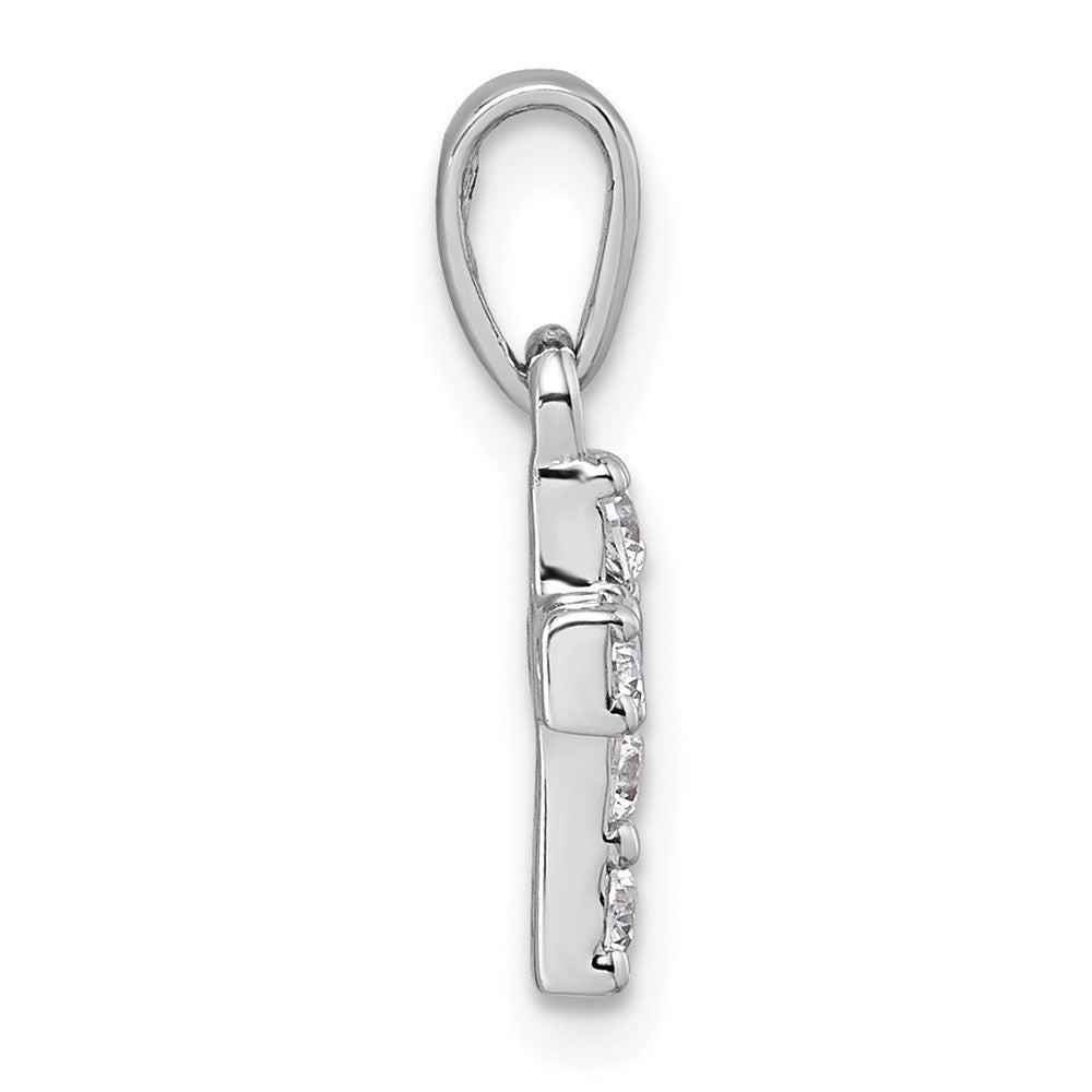 Sterling Silver Rhodium-plated Children's CZ Cross Pendant - Product Photo