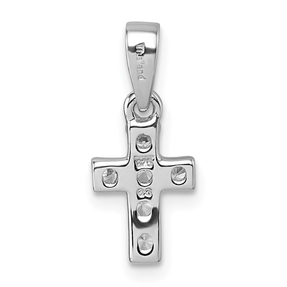 Sterling Silver Rhodium-plated Children's CZ Cross Pendant - Product Photo
