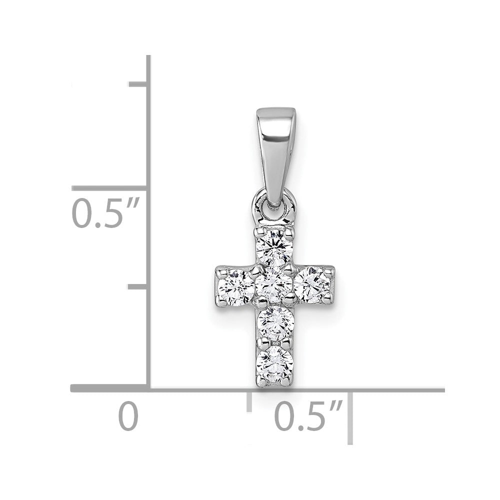 Sterling Silver Rhodium-plated Children's CZ Cross Pendant - Product Photo