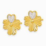 Sterling Silver Gold-tone Polished Enamel Lucky Clover Post Earrings - Product Photo