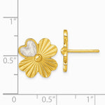 Sterling Silver Gold-tone Polished Enamel Lucky Clover Post Earrings - Product Photo