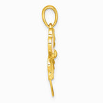 Sterling Silver Gold-tone Polished Enamel Lucky Clover Pendant - Product Photo