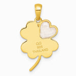 Sterling Silver Gold-tone Polished Enamel Lucky Clover Pendant - Product Photo