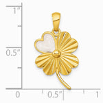 Sterling Silver Gold-tone Polished Enamel Lucky Clover Pendant - Product Photo