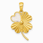Sterling Silver Gold-tone Polished Enamel Lucky Clover Pendant - Product Photo