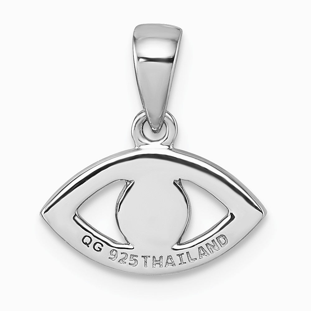 Sterling Silver RH-plated CZ and Compressed Turquoise Evil Eye Pendant - Product Photo
