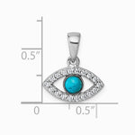 Sterling Silver RH-plated CZ and Compressed Turquoise Evil Eye Pendant - Product Photo