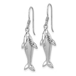 Sterling Silver Rhodium-plated Polished Shark Dangle Earrings - Product Photo