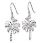 Sterling Silver Rhodium-plated Polished MOP Palm Tree Dangle Earrings - Product Photo